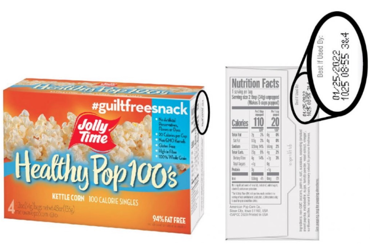 jolly time popcorn 100's recall