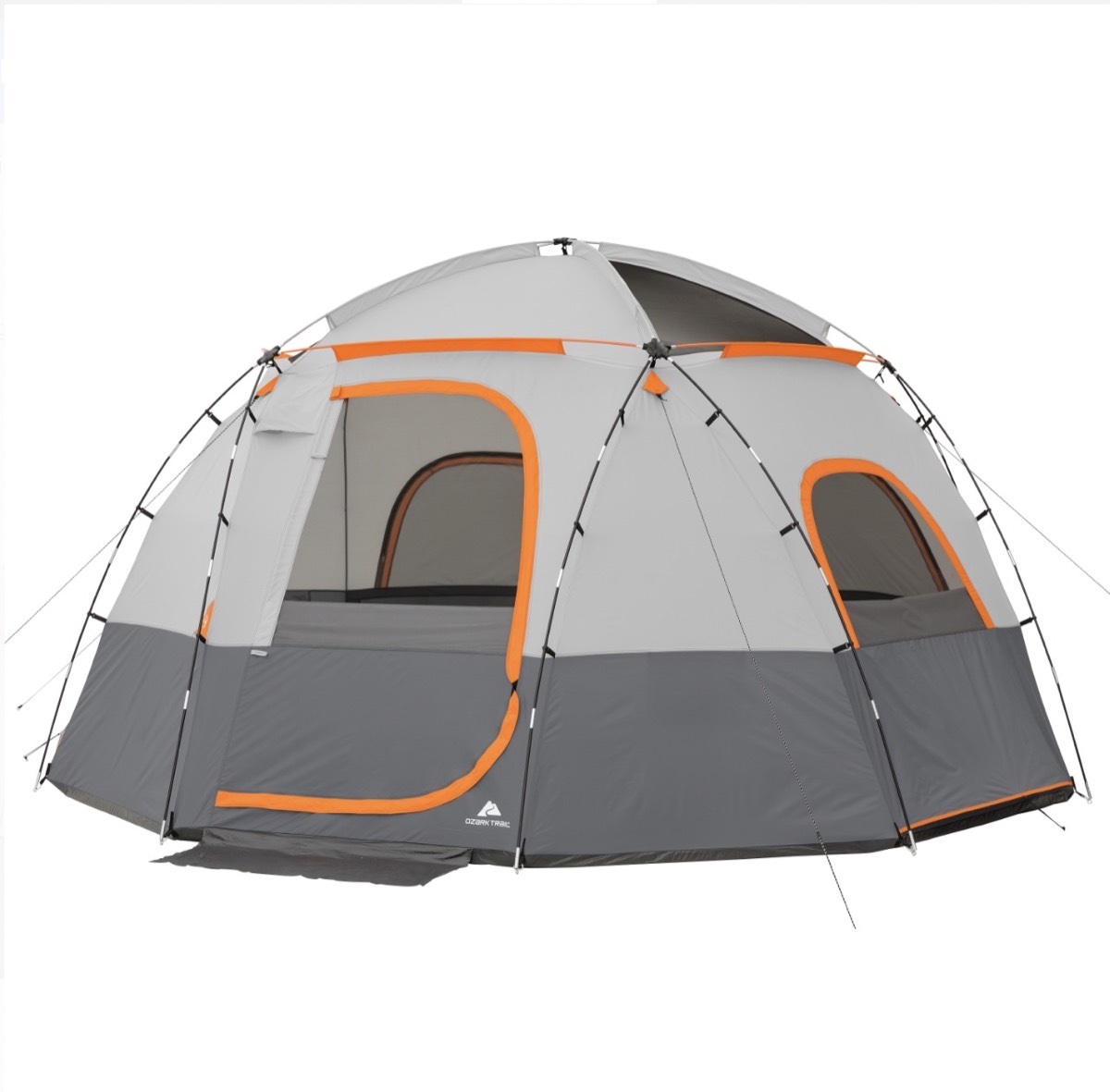 gray and white rounded top tent