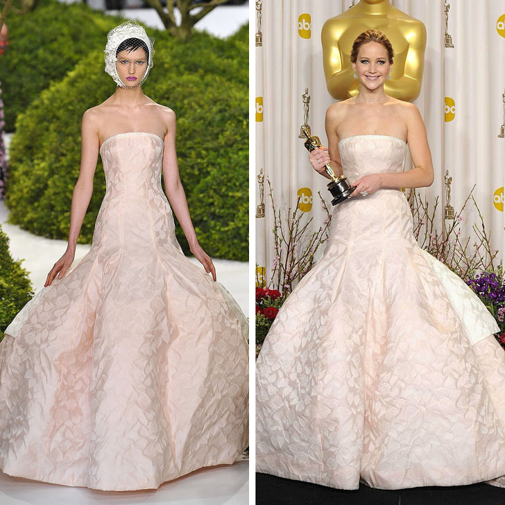 Jennifer Lawrence – Christian Dior | Who Wore It Best: 12 Dresses Celebs Took Right Off The Catwalk | Her Beauty