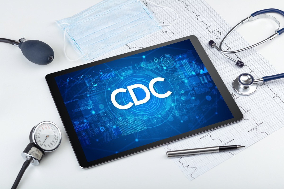 Close-up view of a tablet pc with CDC abbreviation