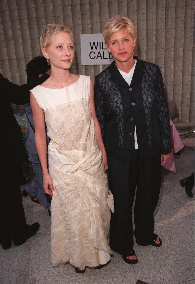 Anne Heche and Ellen DeGeneres at the premiere of 