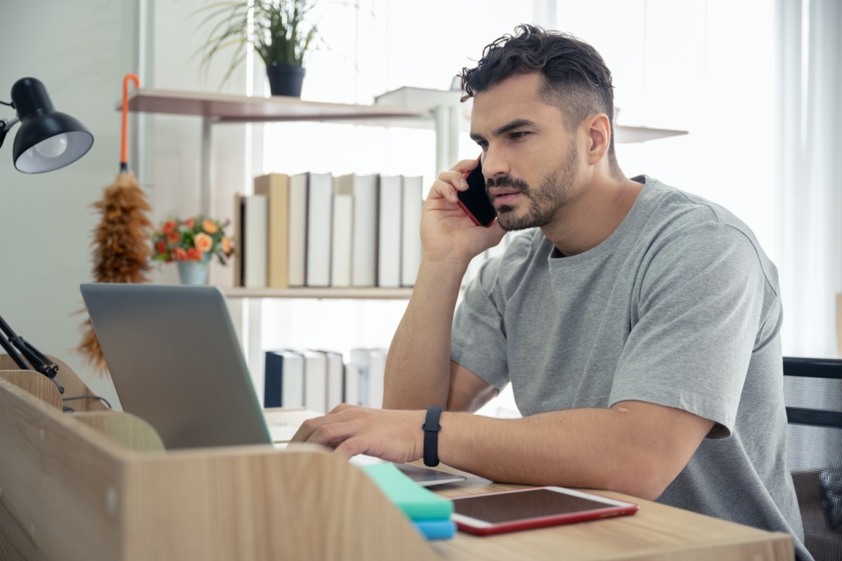 Man on conference call