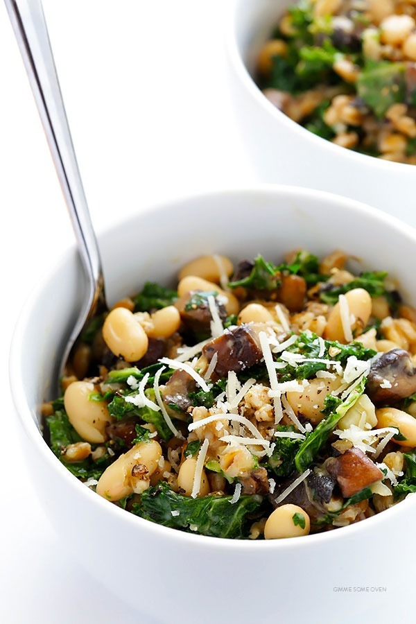 creamy farro with white beans & kale