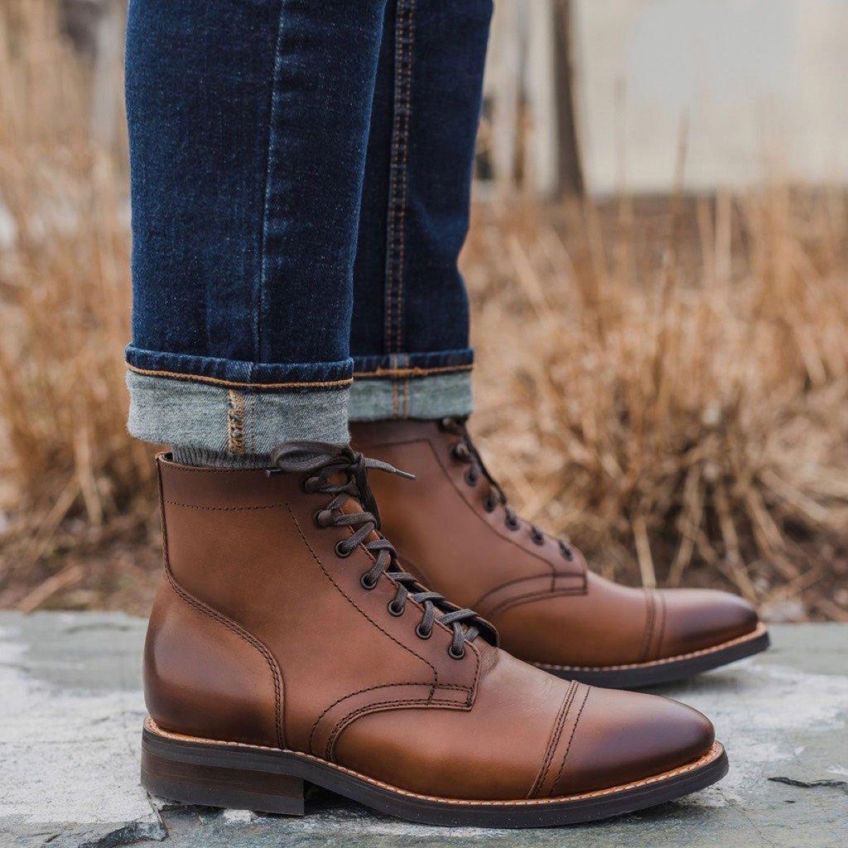 brown boots and jeans