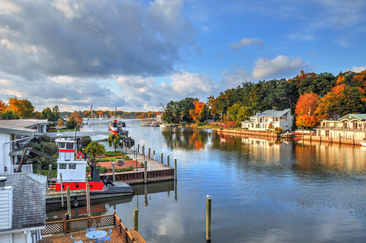 Nautical Scene with Fall Leaf Colors-Saugatuck,Michigan